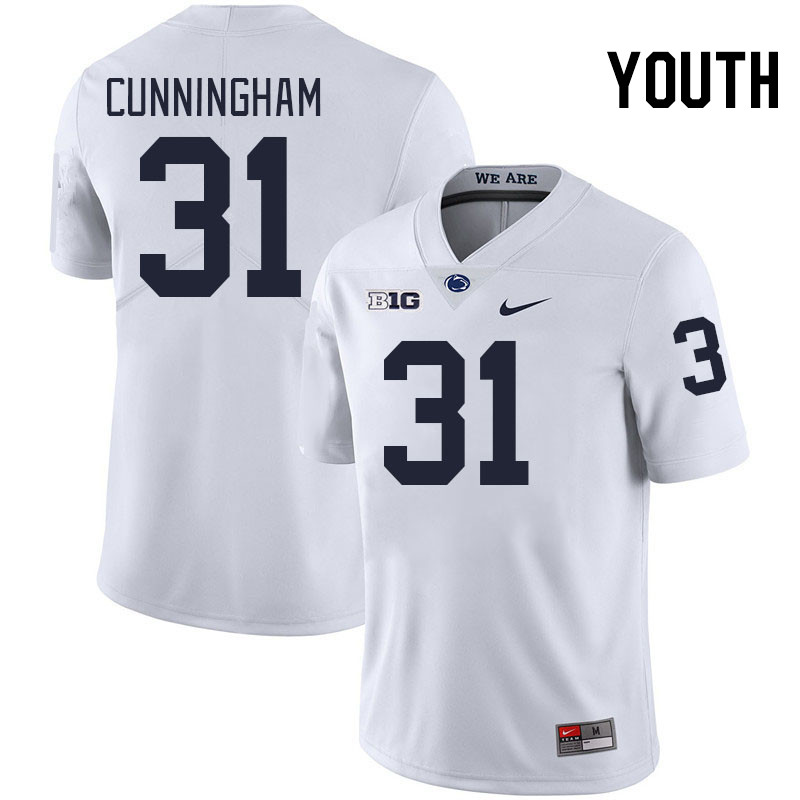 Youth #31 Logan Cunningham Penn State Nittany Lions College Football Jerseys Stitched-White